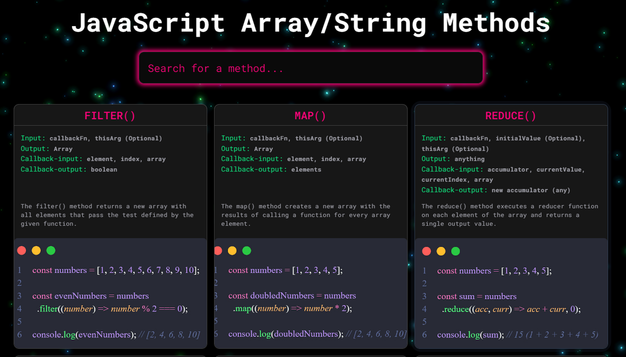 JS Array/String Methods